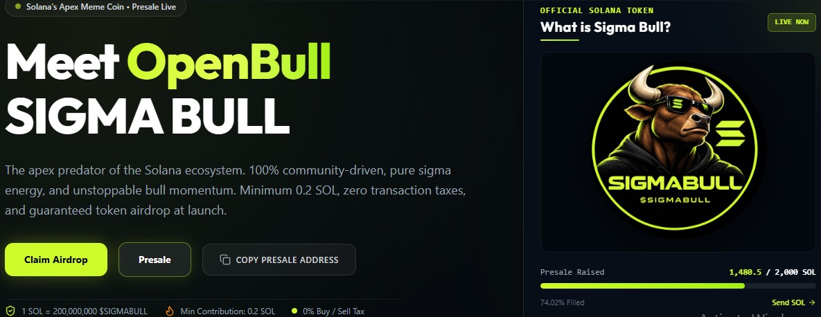 Sigmabull Presale Update official dashboard Sigmabull Presale Update official dashboard