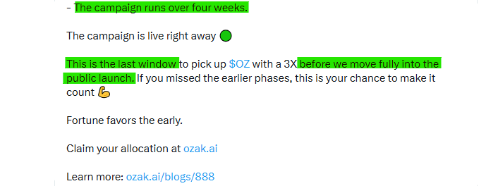 Ozak 888 Campaign Details