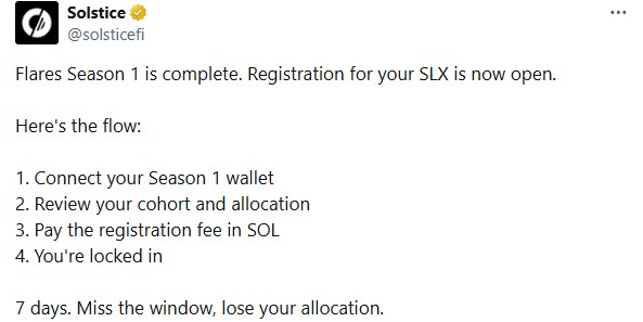 Solstice Finance $SLX Airdrop Announcement
