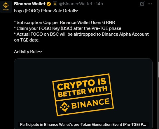FOGO Pre-TGE Sale on Binance