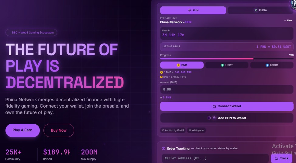 Phina Network Live Presale Dashboard Phina Network Live Presale Dashboard