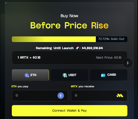 Remittix presale 72.72% sold at 0.18 RTX before price increase
