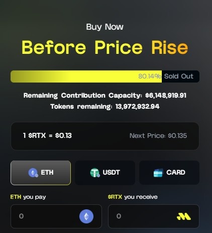 Remittix presale dashboard before RTX price rise