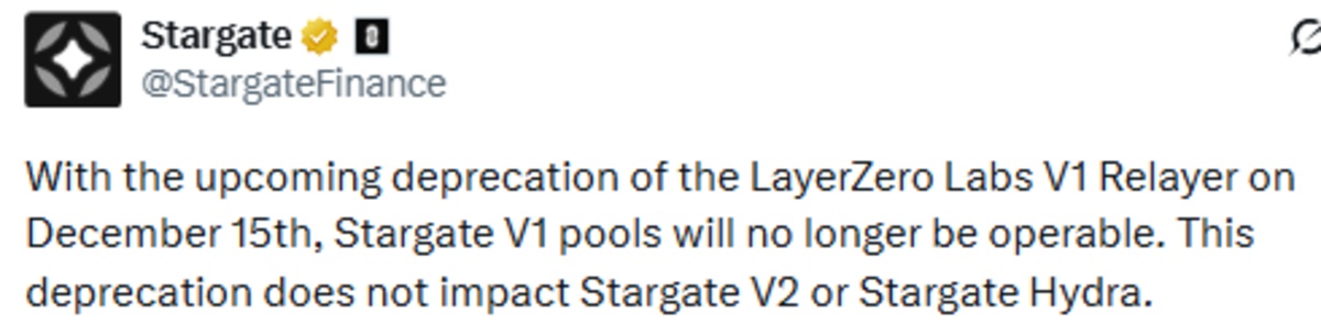 Stargate V1 News official x post showing update