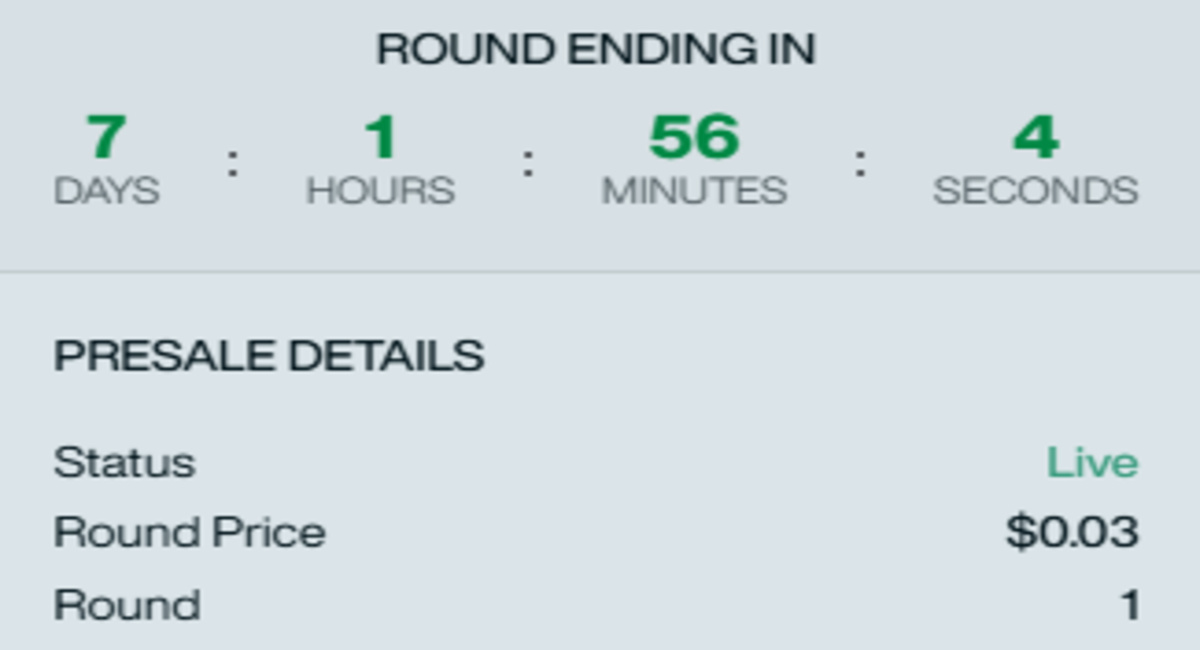 Byzan token live presale screenshot showing price and round