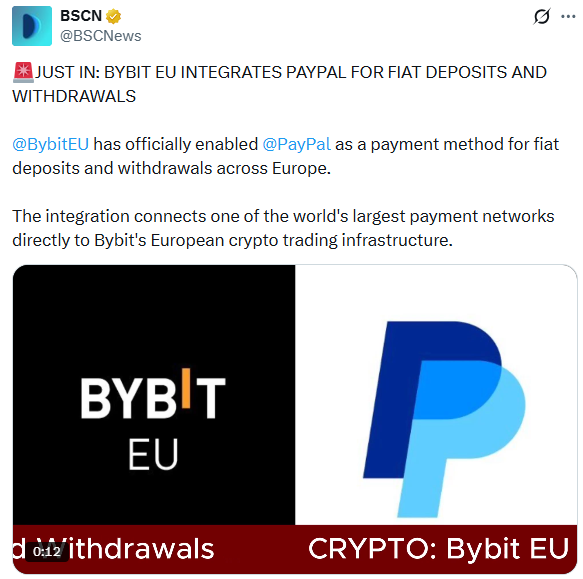 Bybit EU PayPal integration to deposit fiat currency