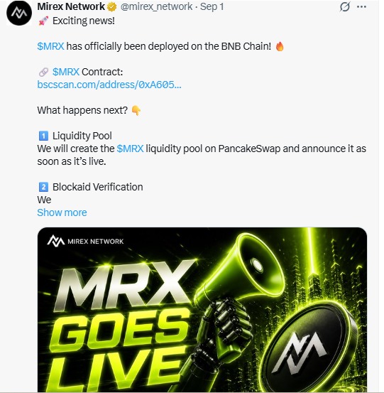 mirex network goes live