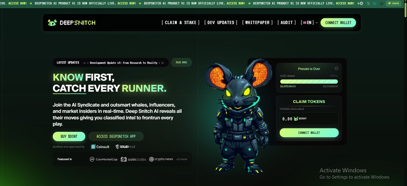 DeepSnitch AI homepage interface