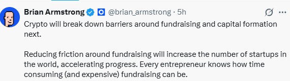 Brian Armstrong Predicts crypto fundraising Brian Armstrong Predicts crypto fundraising