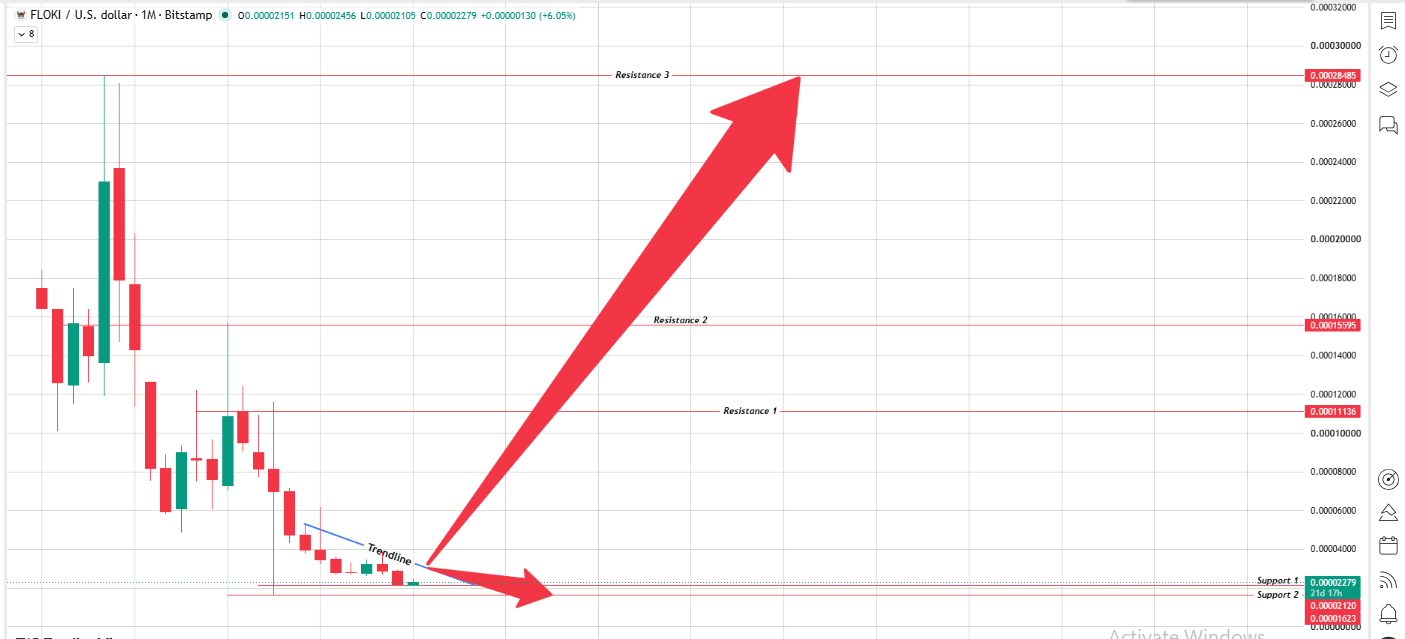 Monthly chart analysis of floki Monthly chart analysis of floki