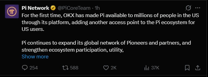 Pi Netowk Listed on OKX for US Users