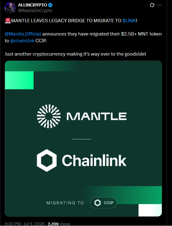 chainlink news as per x chainlink news as per x