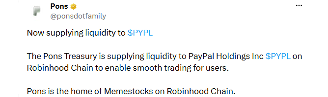 Pons PYPL Launch on RobinHood
