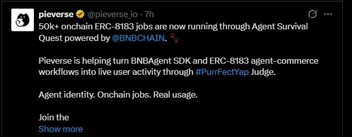 Pieverse BNB 50,000+ ERC-8183 Onchain Jobs Now Running Pieverse BNB 50,000+ ERC-8183 Onchain Jobs Now Running