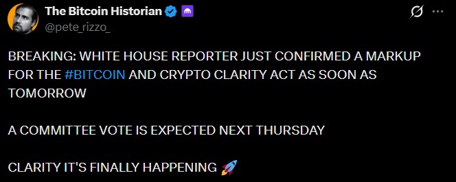 US Senate Voting for Clarity Act this Thrusday
