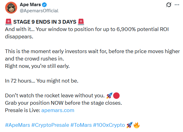 Apepars crypto presale about to end in 3 days