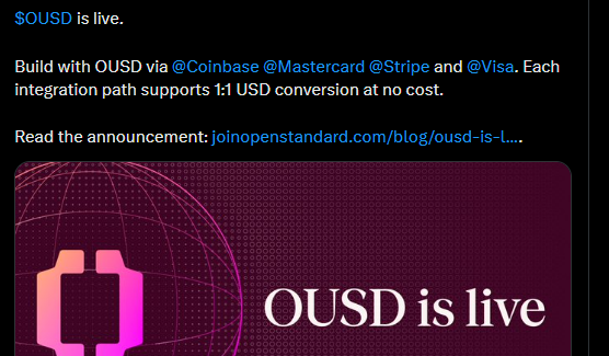 OUSD launch news official X post OUSD launch news official X post