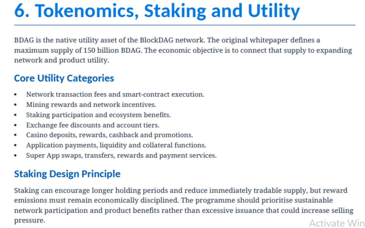 official whitepaper screenshot of BlockDAG tokenomics