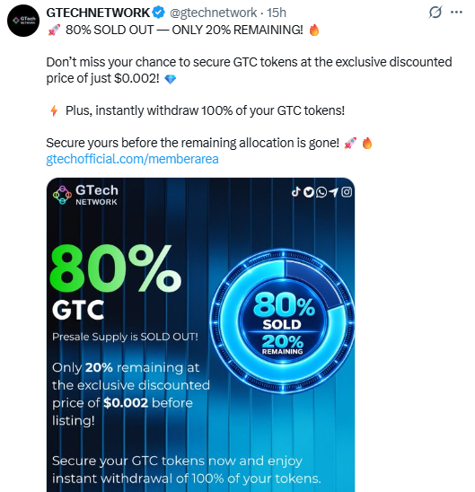 gtech network presale remaining