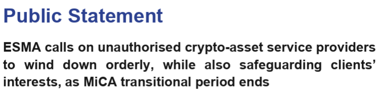 ESMA Public Statement ESMA Public Statement