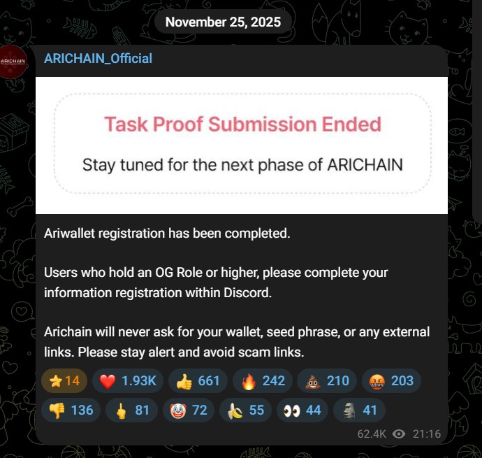 No Update of Arichain After Registration news
