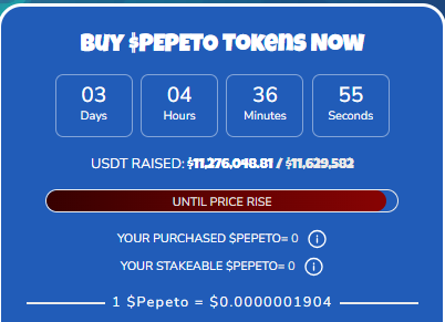 pepeto presale dashboard pepeto presale dashboard