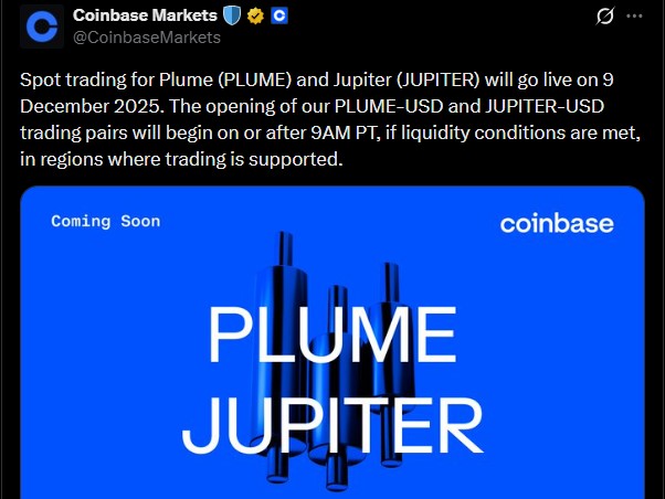 Coinbase Listing Plume and Jupiter Coinbase Listing Plume and Jupiter