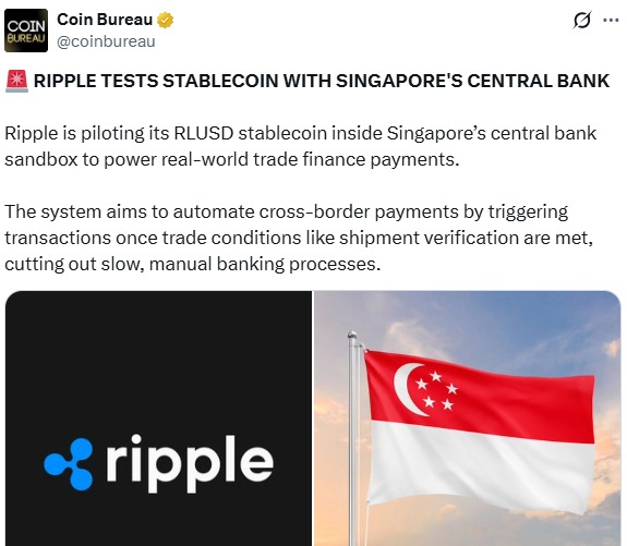 Ripple RLUSD Stablecoin in singapore's cenntral bank