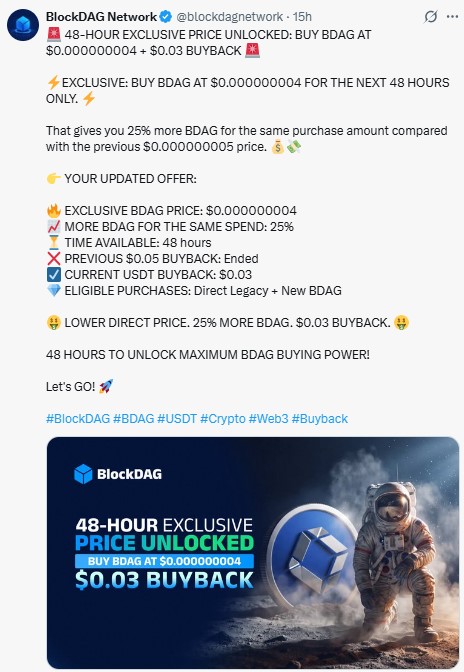 A 48-hour "exclusive" price of $0.000000004