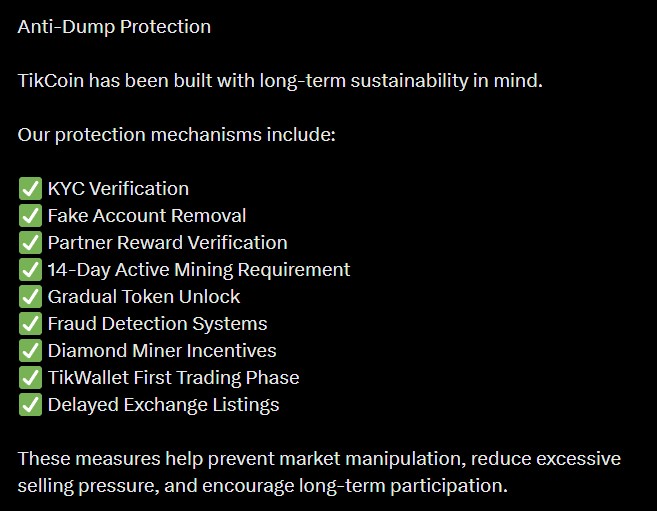 TikCoin Network News: Anti-Dump Measures