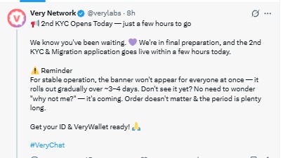 Very Network second KYC Open Very Network second KYC Open