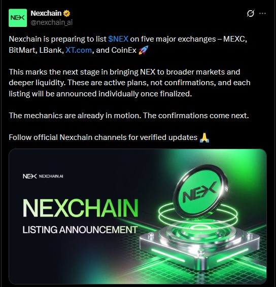 Nexchain Prepares $NEX for Broader Trading Market Access Nexchain Prepares $NEX for Broader Trading Market Access