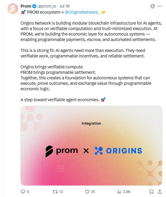 Prom announced an Origins Network integration,