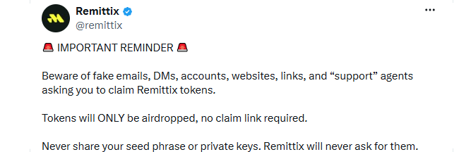 Remittix Alert On Airdrop Claims