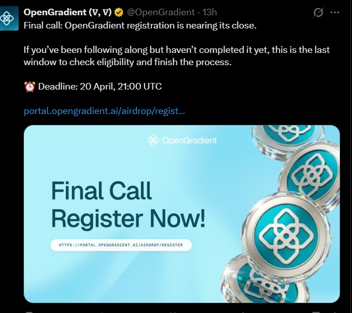 OpenGradient Registration ended