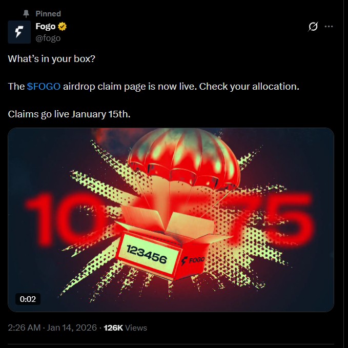 FOGO Airdrop Claim Page is now Live.