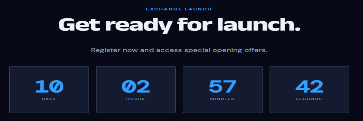 Official website screenshot of exchange launch date Official website screenshot of exchange launch date