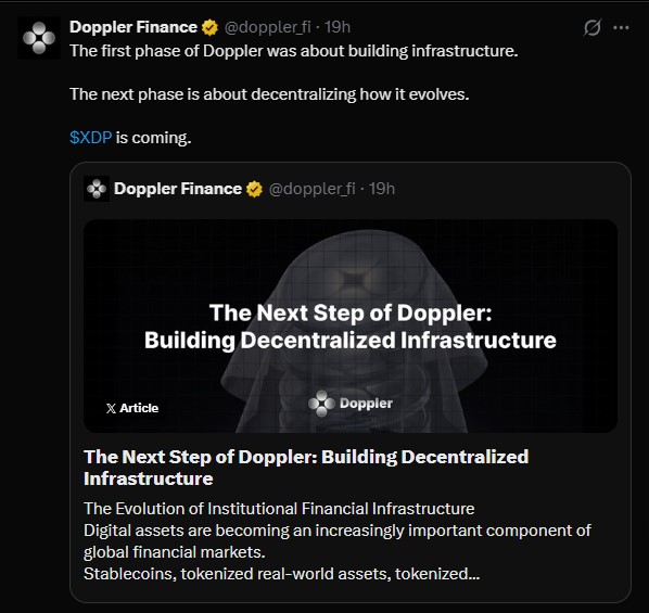 Doppler Finance has announced XDP