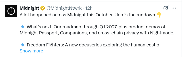NIGHT roadmap update NIGHT roadmap update