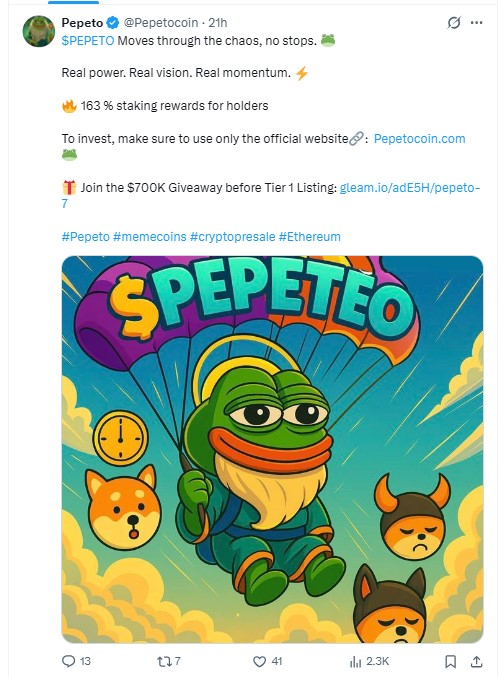 the project listing update on X