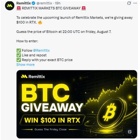 community giveaway offering $100 worth of RTX
