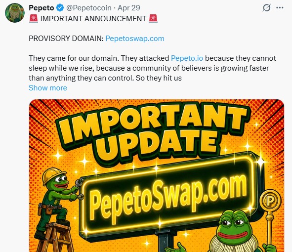 pepeto previous announcement
