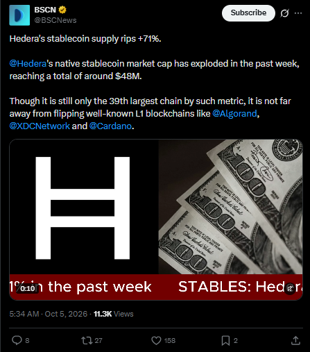 Hedera Stablecoin Supply Surge