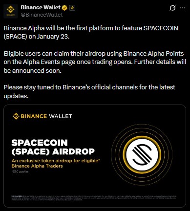 Spacecoin Binance listing