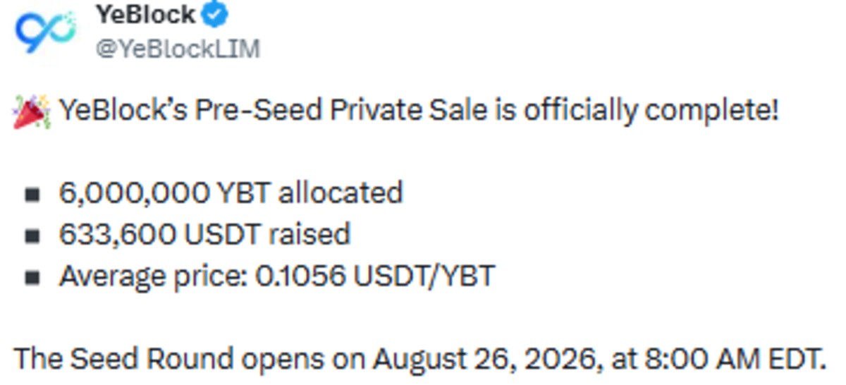 YeBlock news official X post screenshot showing update