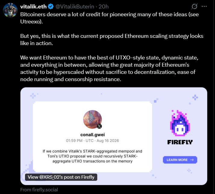 Vitalik Buterin Highlights Bitcoin's Utreexo Ideas for Ethereum Scaling Vitalik Buterin Highlights Bitcoin's Utreexo Ideas for Ethereum Scaling