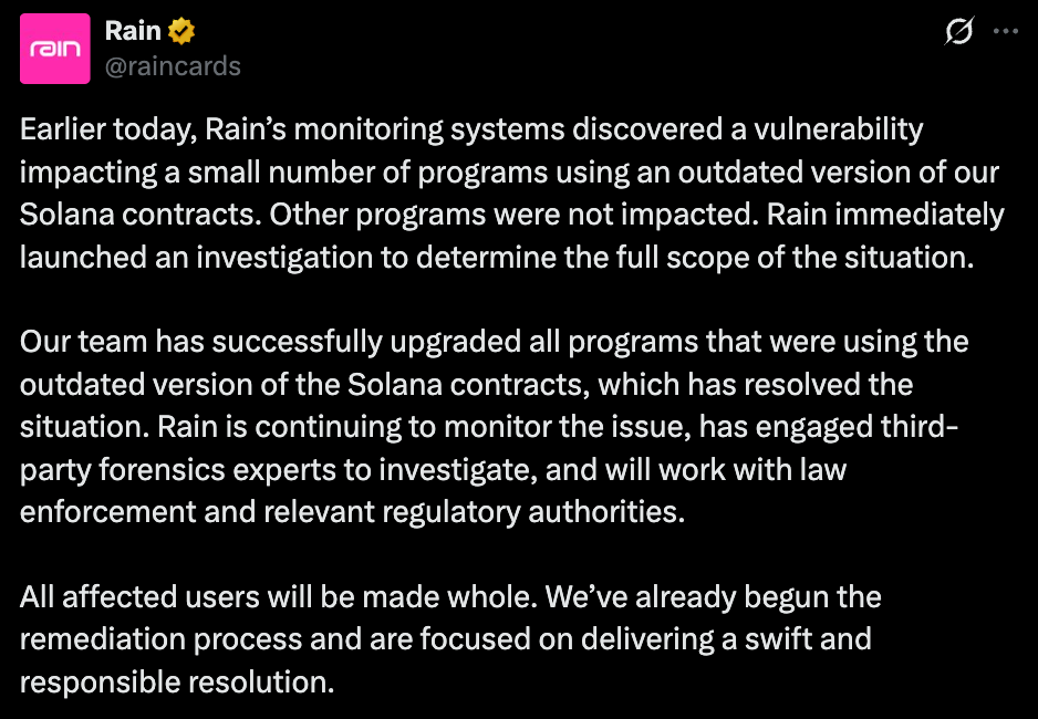 Rain Official Tweet