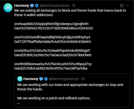 Harmony Response: Wallet Freezes and a Pending Patch Harmony Response: Wallet Freezes and a Pending Patch