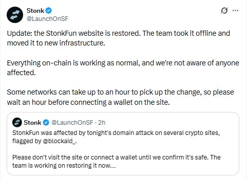 StonkFun Restoration Update on X StonkFun Restoration Update on X