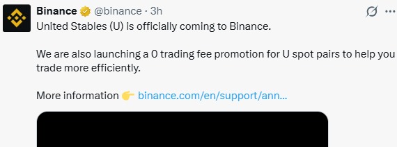 United Stables Binance Listing announcement United Stables Binance Listing announcement